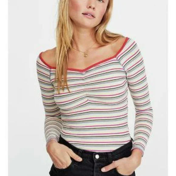 Free People Put a Stripe on It Thong Bodysuit. S, L - Picture 3 of 8